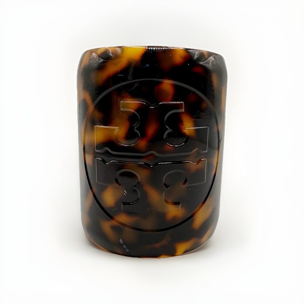 Tory Burch Logo Tortoise Shell Resin Cuff Bracelet SMALL READ